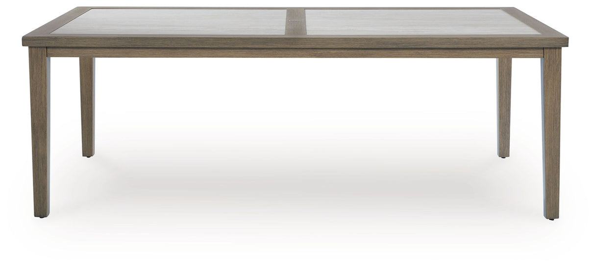 Rainier Ranch - Rectangle Dining Table With Umbrella Option - Brown / Beige
