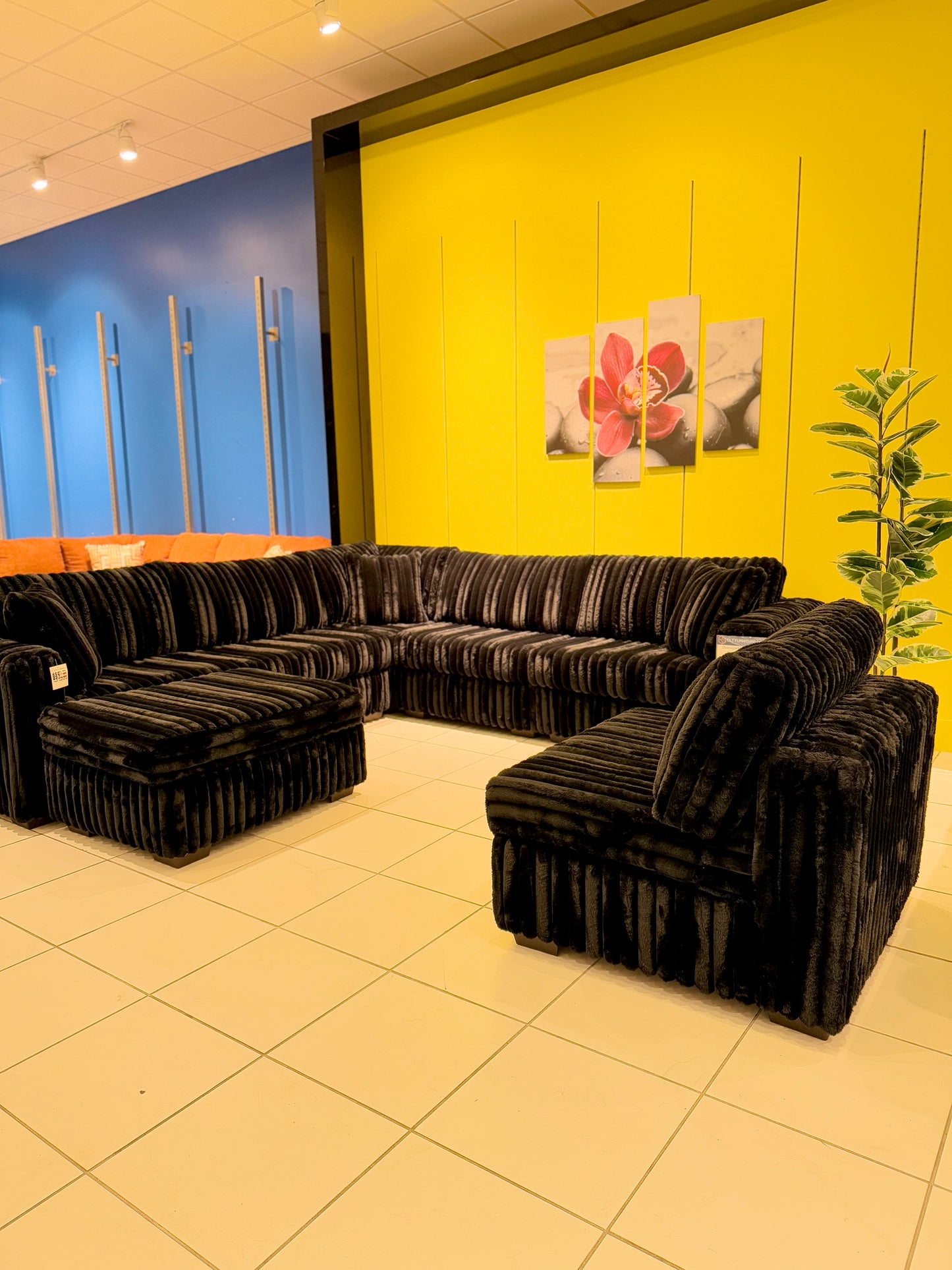 Large 7pc Modular Fluffy Corduroy Sectional w/ Ottoman 🤩