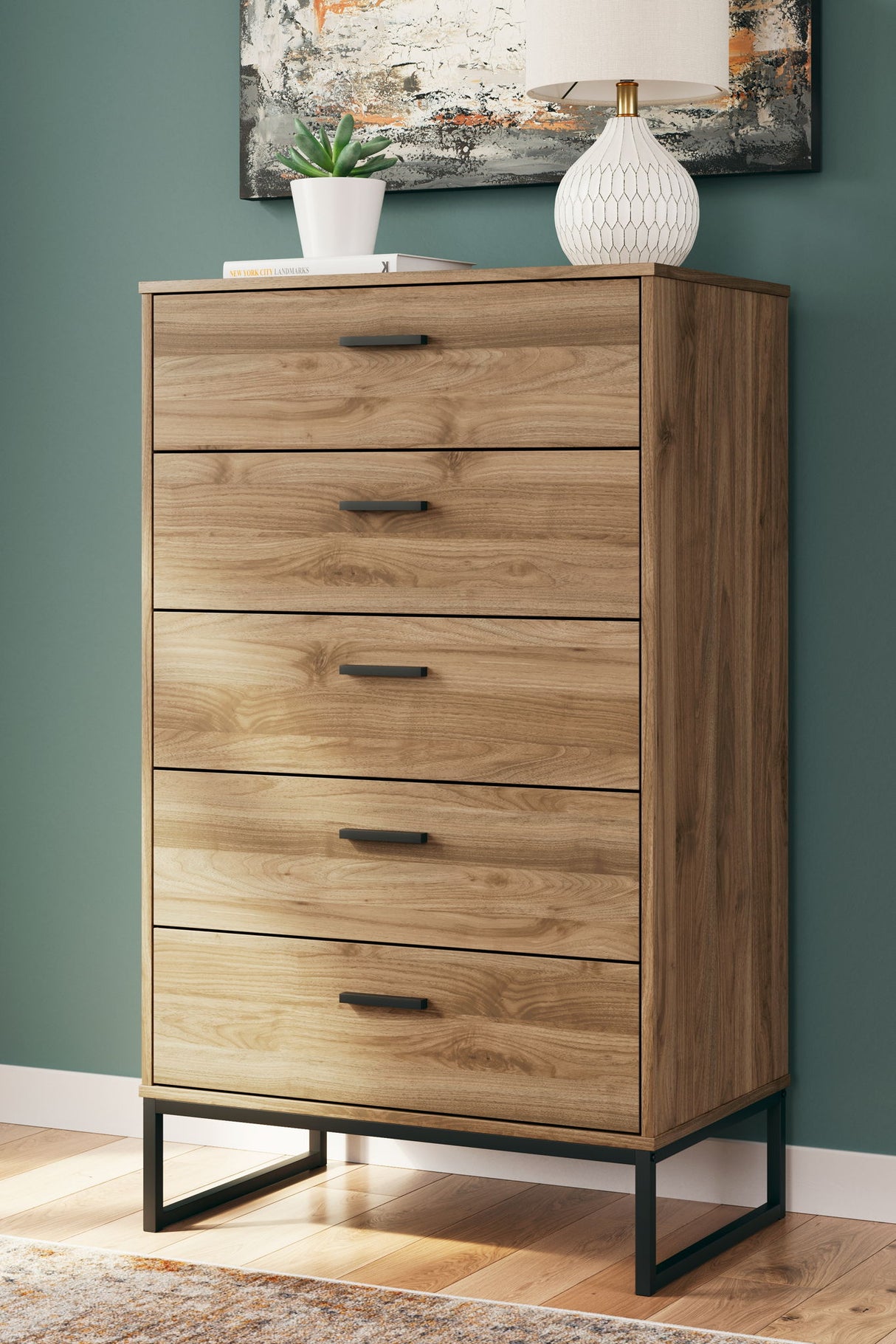 Deanlow - Five Drawer Chest - Honey