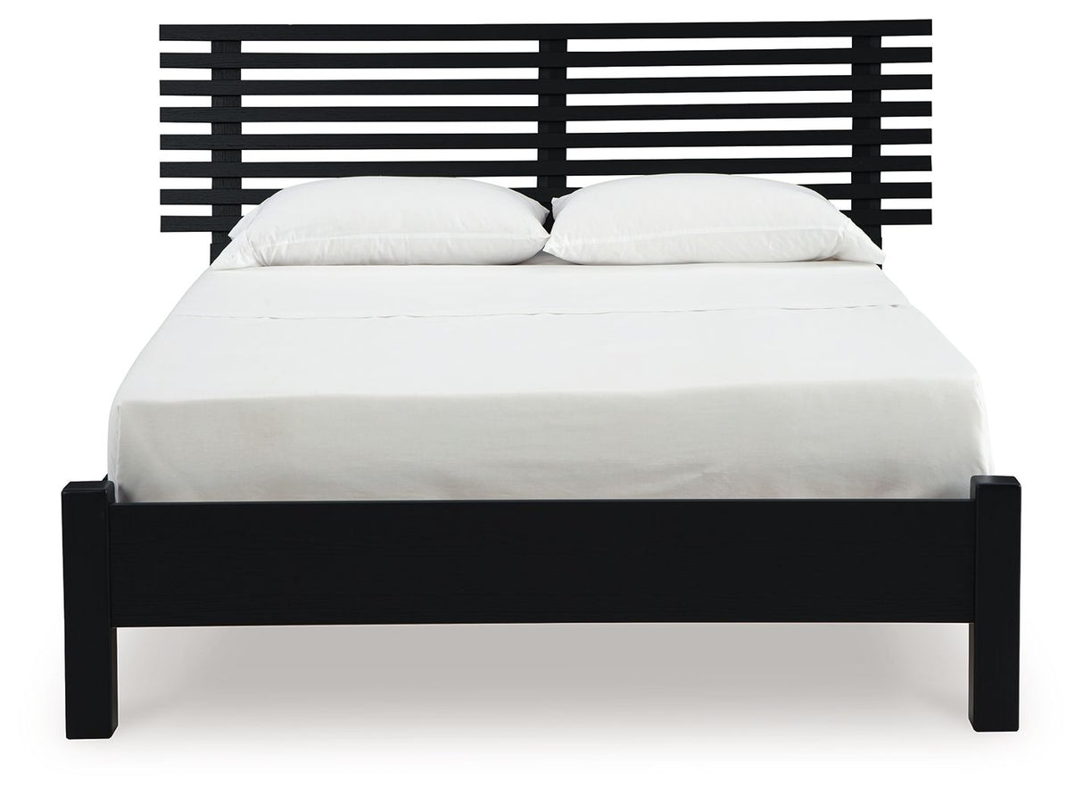 Danziar - Full Slat Panel Bed With Low Footboard - Black