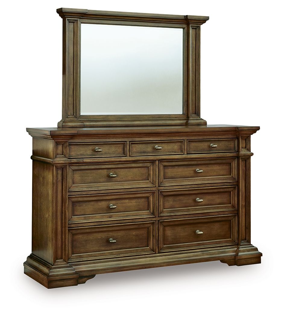 Frantanna - 3 Pc. - Queen Panel Storage Bed, Dresser And Mirror - Brown
