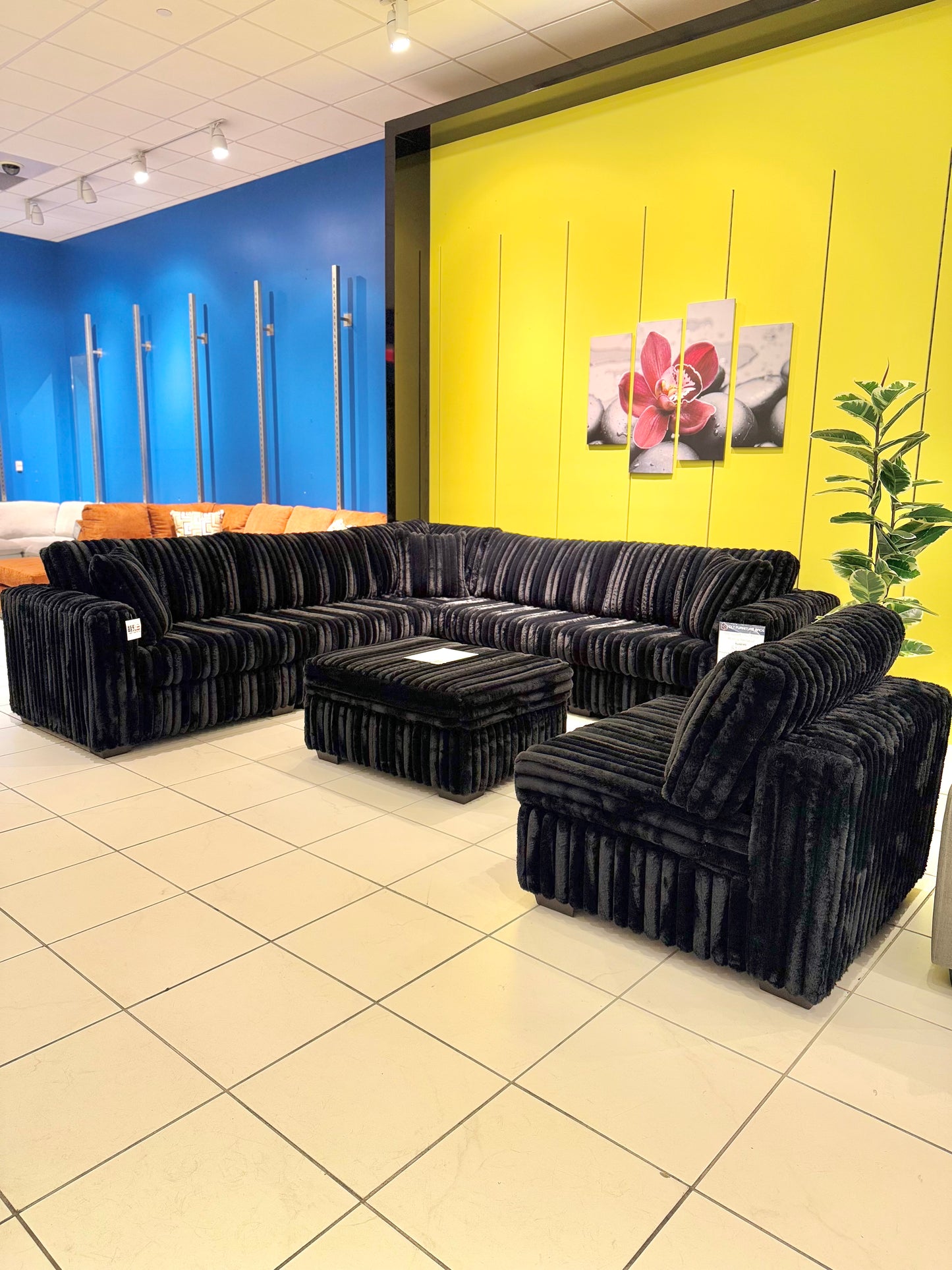 Large 7pc Modular Fluffy Corduroy Sectional w/ Ottoman 🤩