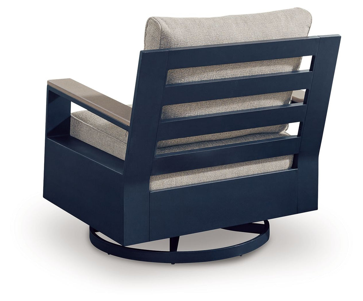 East Beach - Swivel Glider Chair With Cushion - Blue