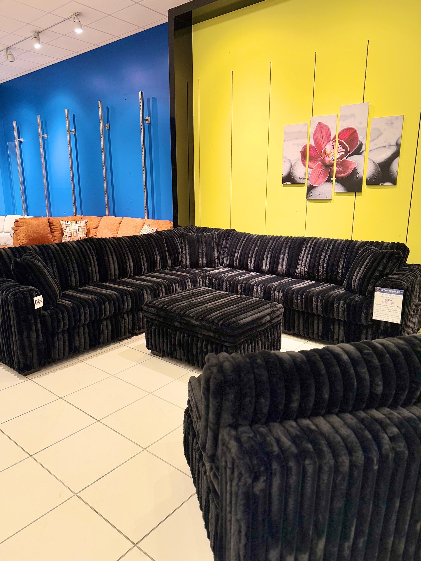 Large 7pc Modular Fluffy Corduroy Sectional w/ Ottoman 🤩