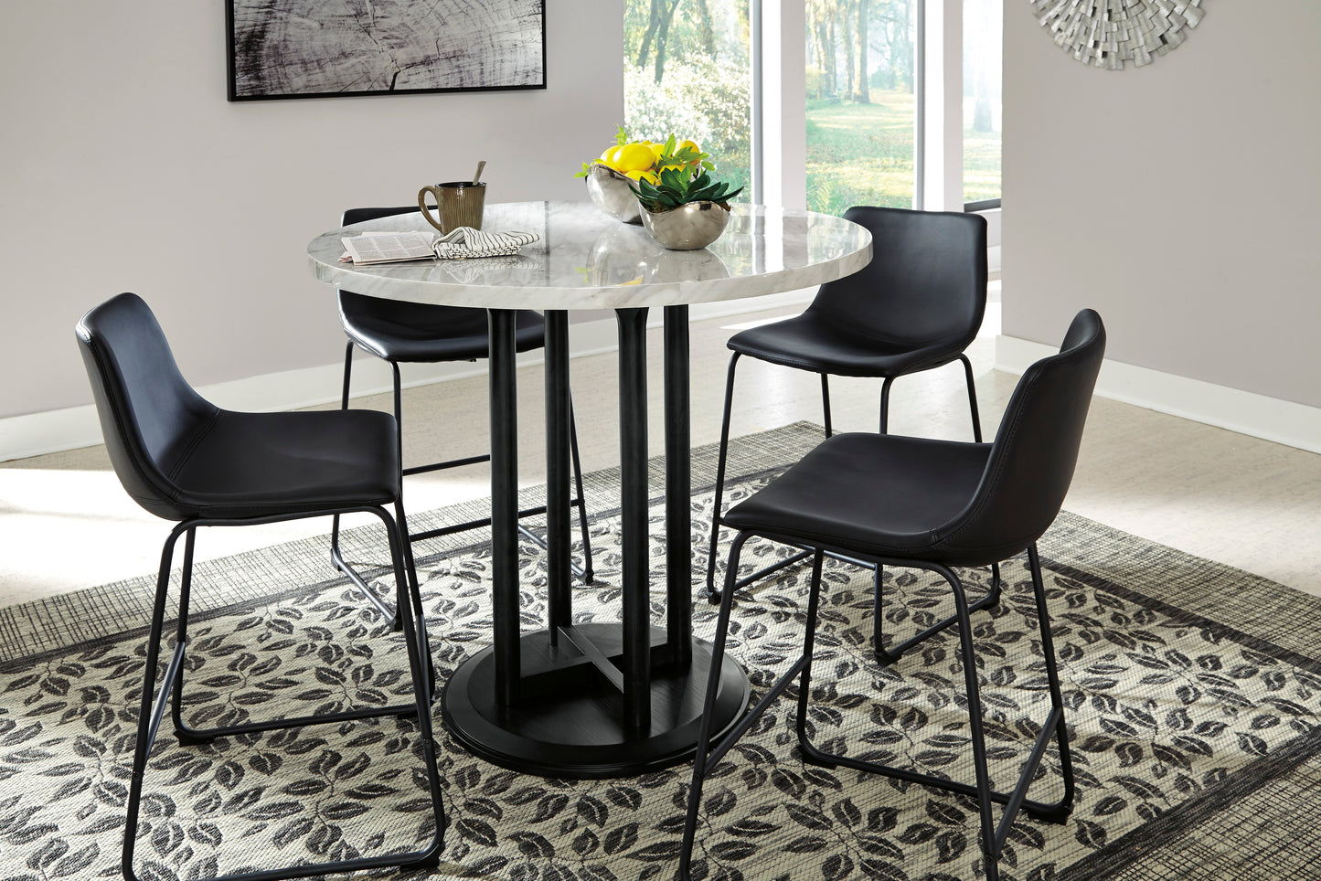 Centiar Faux Marble Round 5pc Dining Set