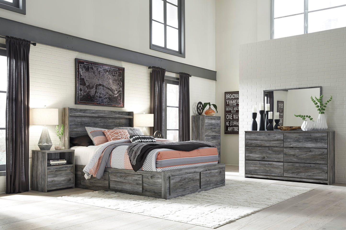 Baystorm LED Panel Bed with 4 Storage Drawers