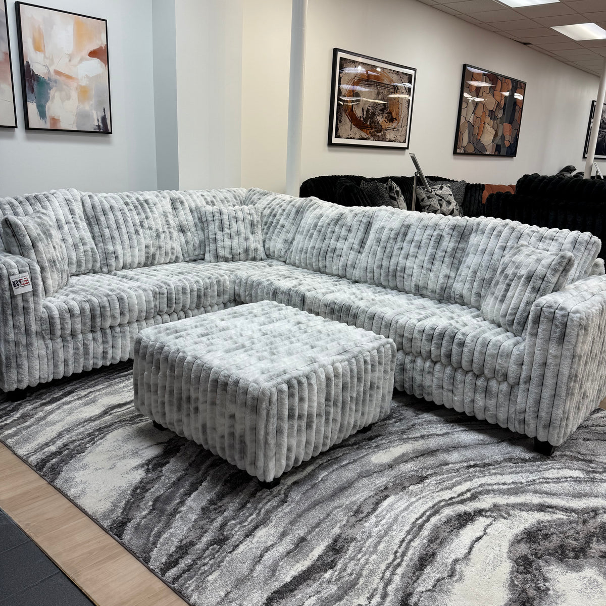SUPER COZY Corduroy L-Sectional + Ottoman – CLT Furniture Bros
