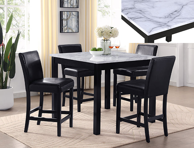 Lennon Faux Marble Counter Height 5pc Dining Set