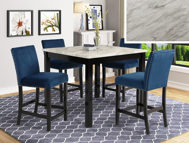 Lennon Faux Marble Counter Height 5pc Dining Set