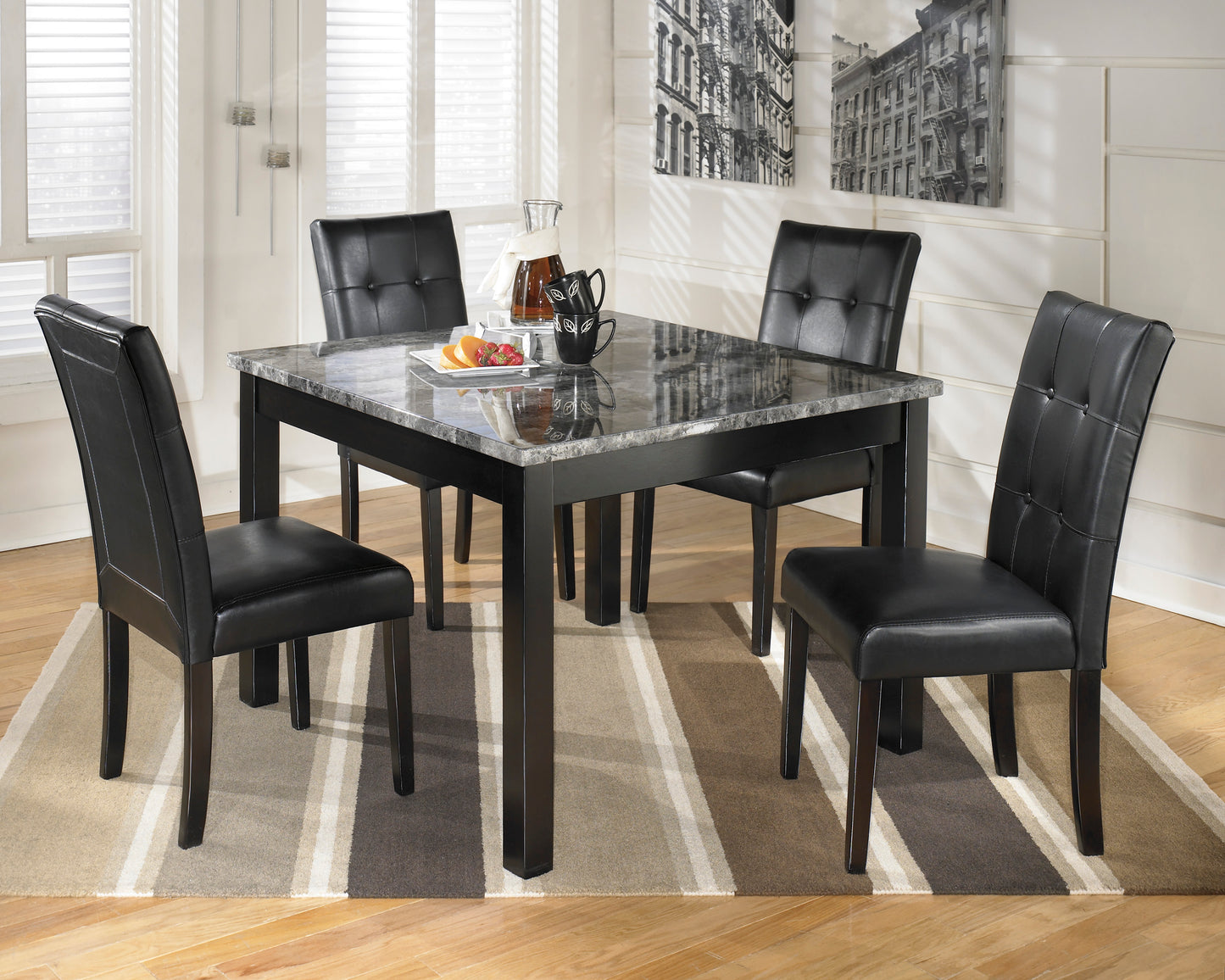 Maysville Faux Marble Counter Height 5pc Dining Set