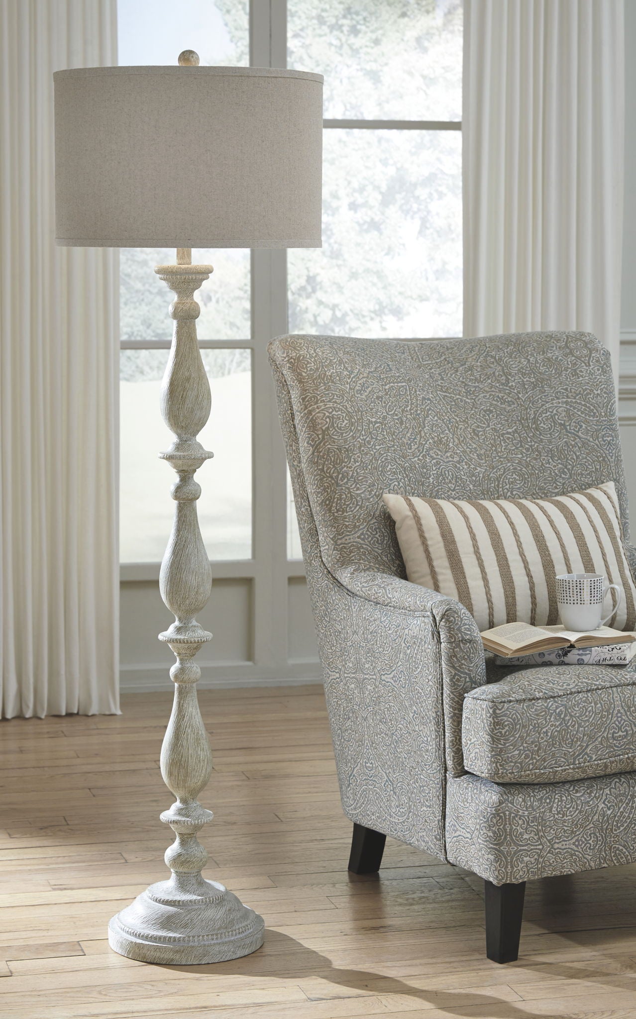 Bernadate - Poly Floor Lamp - Whitewash