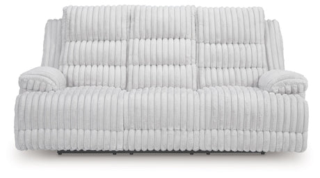 Rhines Falls - Reclining Power Sofa With Drop Down Table - Alloy