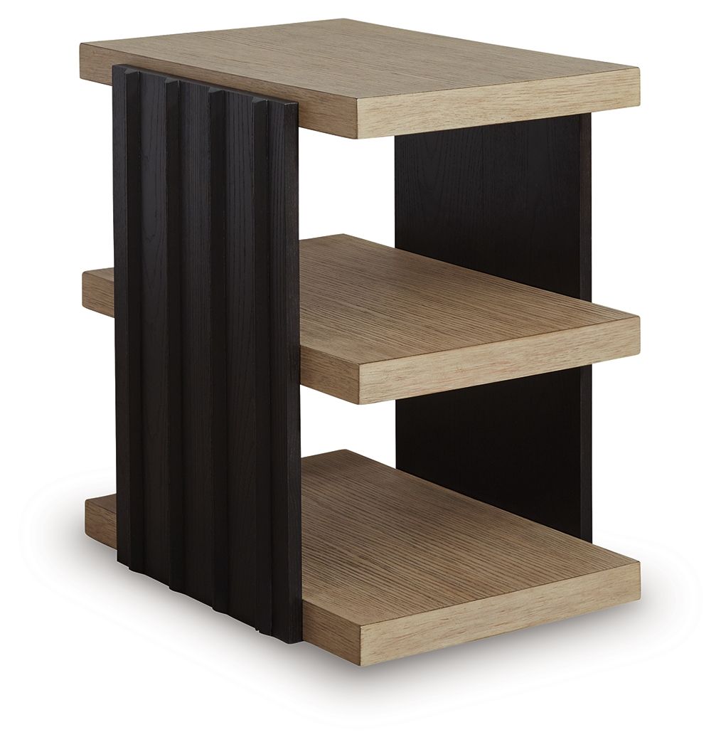 Rylandyn - Rectangular End Table - Black / Light Brown