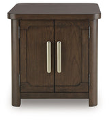 Breckington - Rectangular 2-door End Table - Dark Brown