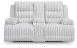 Rhines Falls - Double Reclining Power Loveseat With Console - Alloy