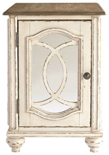 Realyn - Chair Side End Table - Insert Mirror - White / Brown