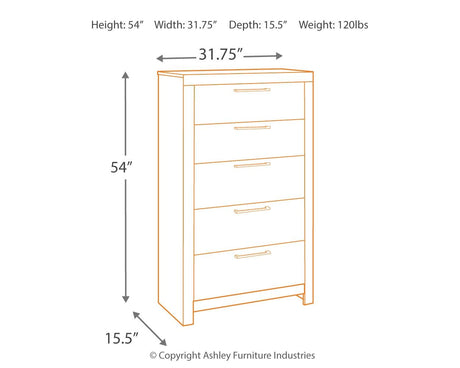 Derekson - Five Drawer Chest - Multi Gray