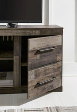 Derekson - LG TV Stand w/Fireplace Option - Multi Gray