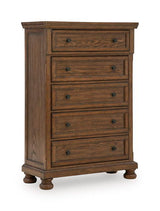 Zackaryn - Five Drawer Chest - Warm Brown