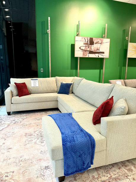 Performance fabric sectional with chaise – stain resistant
Modern grey couch with firm cushions – CLT Furniture Bros