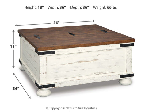 Wystfield - Cocktail Table with Storage - White / Brown