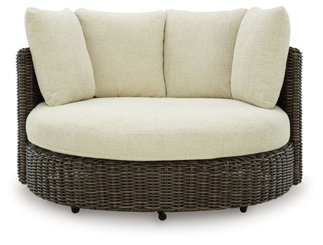 Kimora - Swivel Lounge Chair With Cushion - Beige / Dark Brown