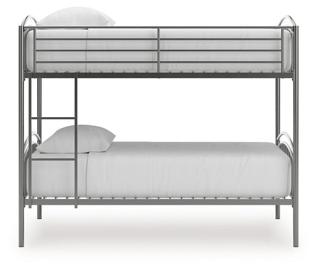 Lanceburg - 3 Pc. - Twin Over Twin Bunk Bed And 2 Mattresses - Gray