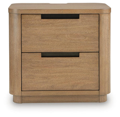 Pamaria - Two Drawer Night Stand - Light Brown