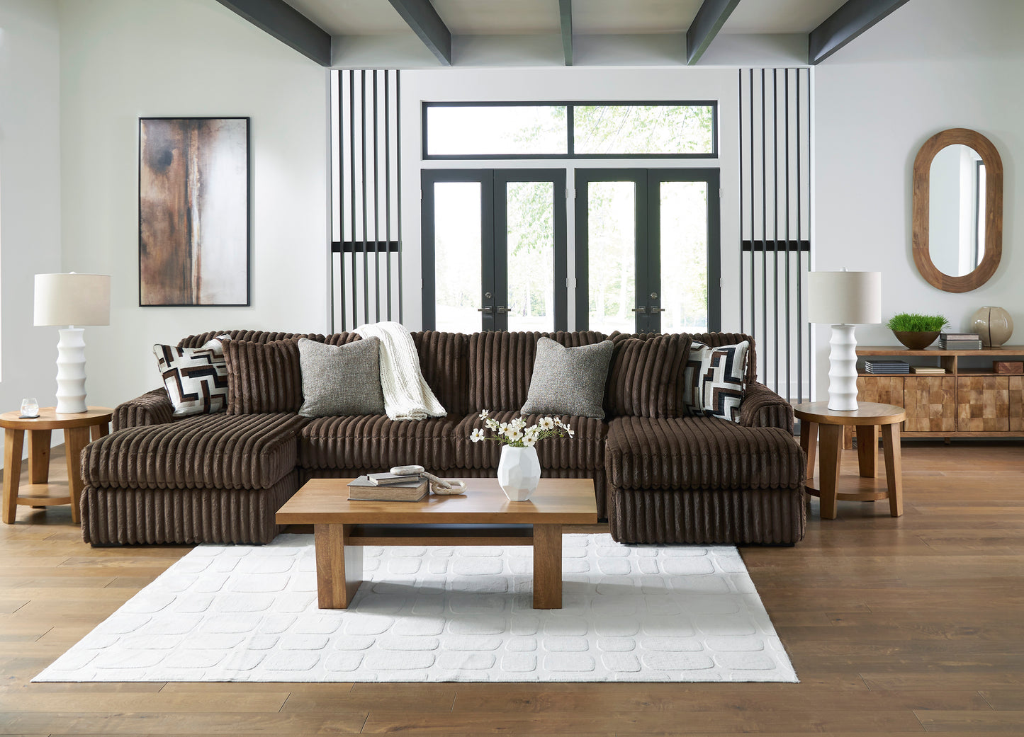 Midnight-Madness 3pc Double Chaise Sectional w/ Chaise by Ashley Furniture