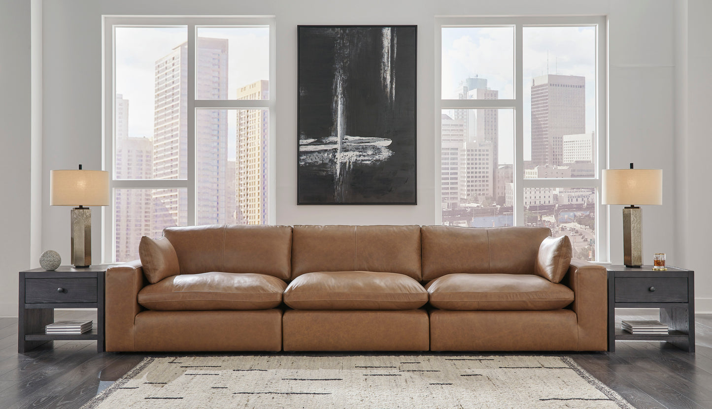 Emilia Cloud Modular Sectional w/ Top-Grain Genuine Leather by Ashley