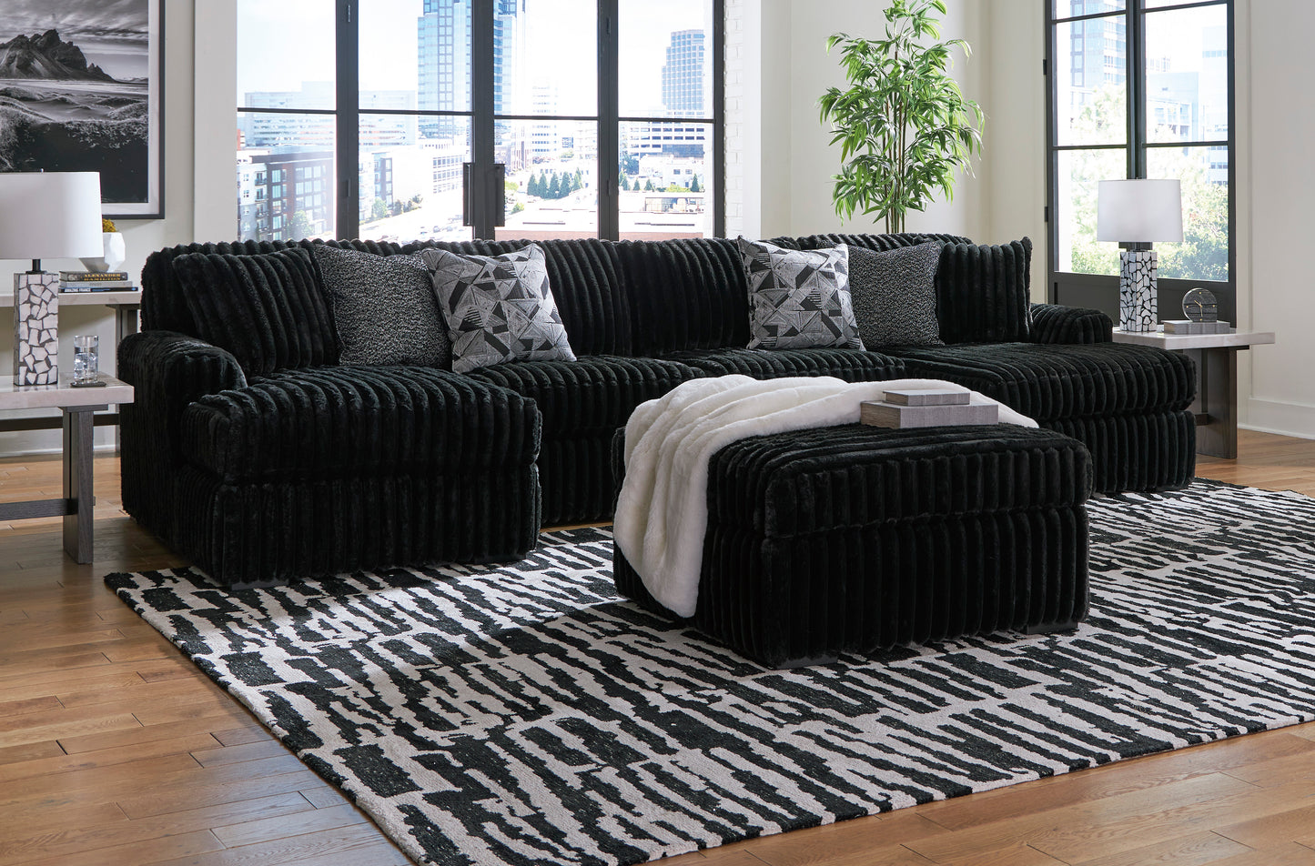 Midnight-Madness 3pc Double Chaise Sectional w/ Chaise by Ashley Furniture