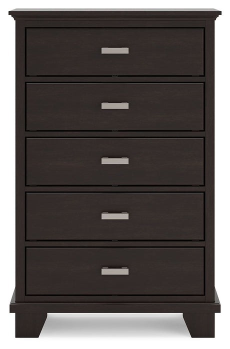 Covetown - Five Drawer Chest - Dark Brown