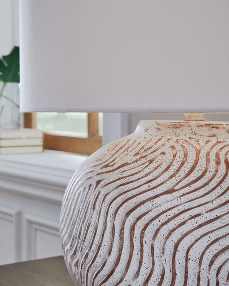 Vien - Terracotta Table Lamp - Distressed White