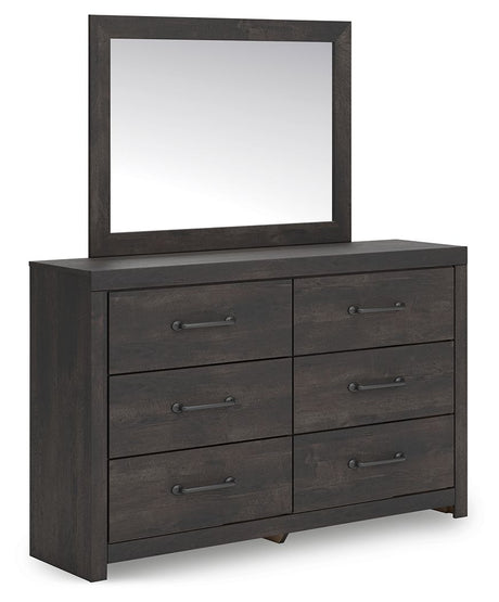 Hollivern - 4 Pc. - Twin Panel Storage Bed, Dresser, Mirror And Chest - Dark Gray