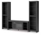 Cayberry - 3-Piece Entertainment Center With Electric Fireplace - Black