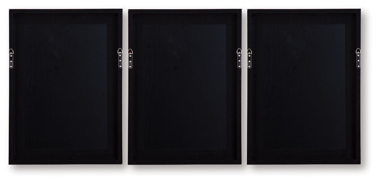 Jossletts - Wall Art Set (Set of 3) - Orange / Black / Ivory