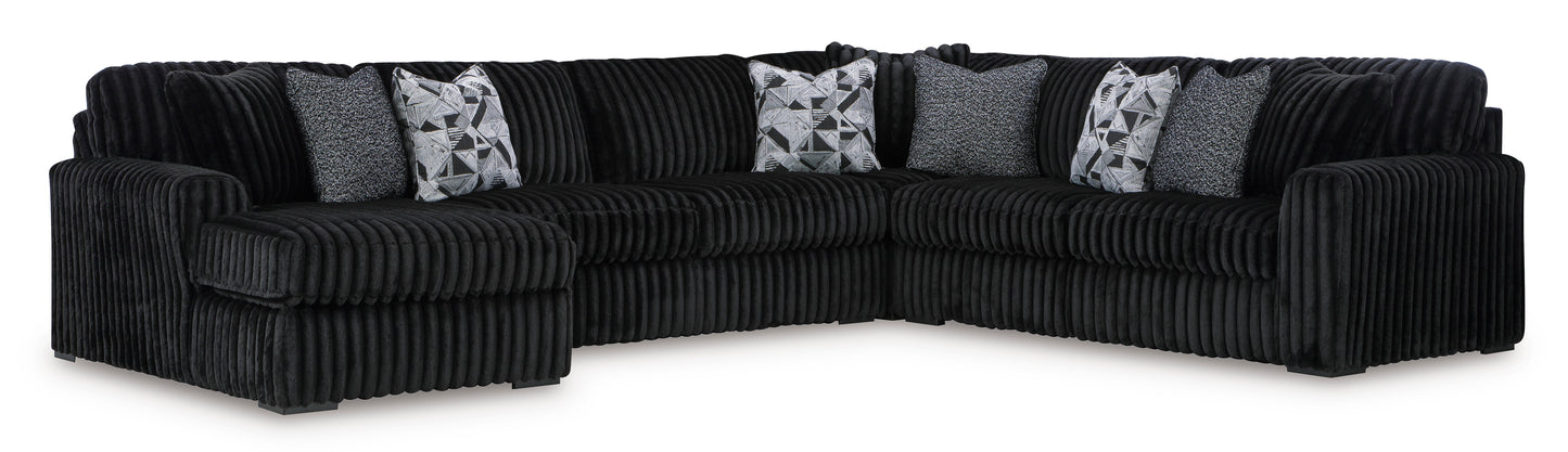 Midnight-Madness 4pc U-Sectional w/ Chaise by Ashley Furniture
