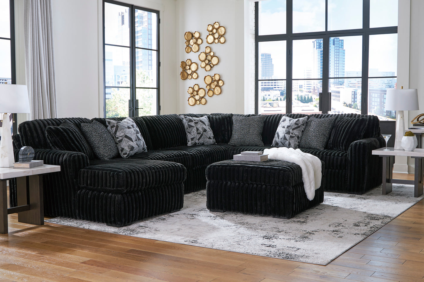 Midnight-Madness 4pc U-Sectional w/ Chaise by Ashley Furniture