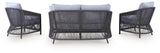 Bridges Beach - Loveseat, Lounge Chairs, Table Set (Set of 4) - Gray