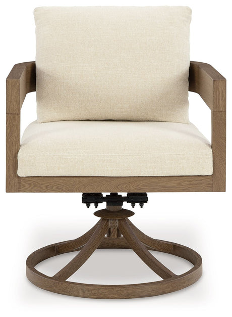 Serene Bay - Swivel Chair With Cushion (Set of 2) - Dark Brown / White