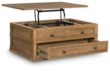 Sharlance - Lift Top Cocktail Table - Light Brown