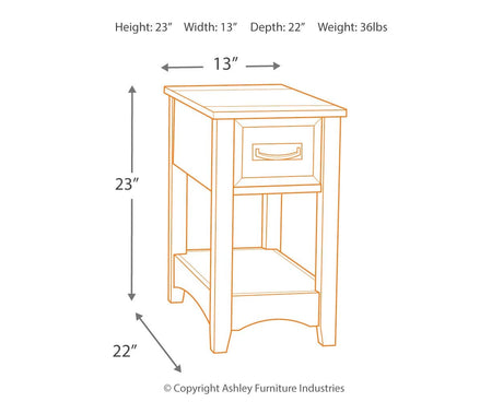 Breegin - Chair Side End Table - 1 Drawer - Brown
