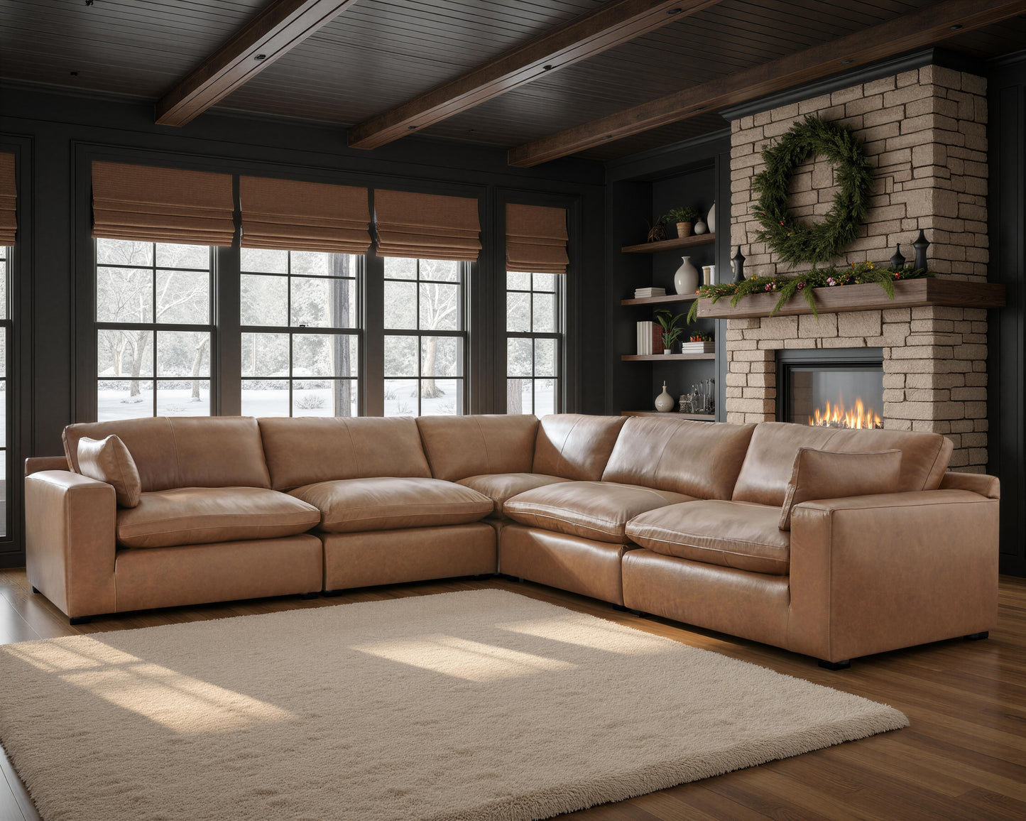 Emilia Cloud Modular Sectional w/ Top-Grain Genuine Leather by Ashley