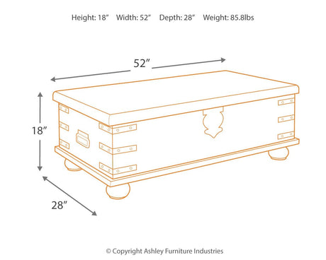 Carynhurst - Lift Top Cocktail Table - White Wash Gray