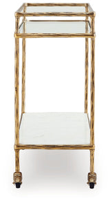 Plattfield - Bar Cart - Antique Gold Finish