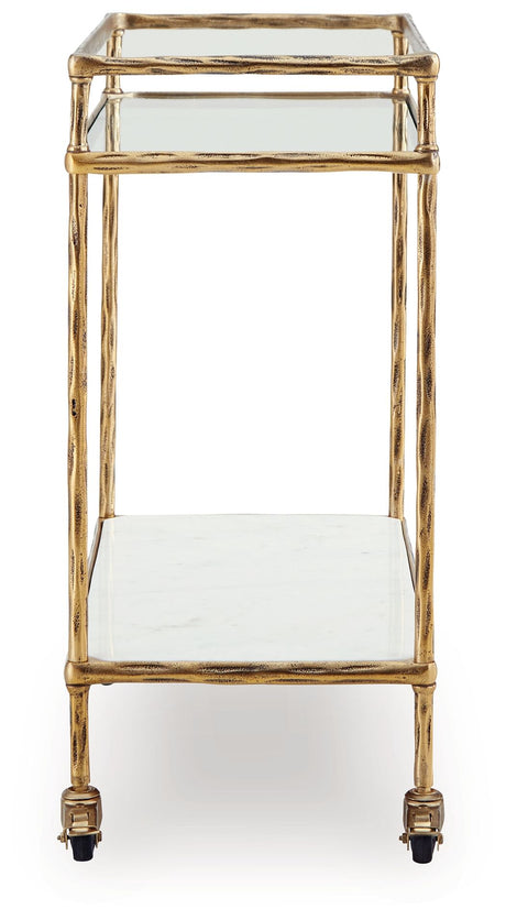Plattfield - Bar Cart - Antique Gold Finish