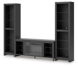 Cayberry - 3-Piece Entertainment Center With Electric Fireplace - Black
