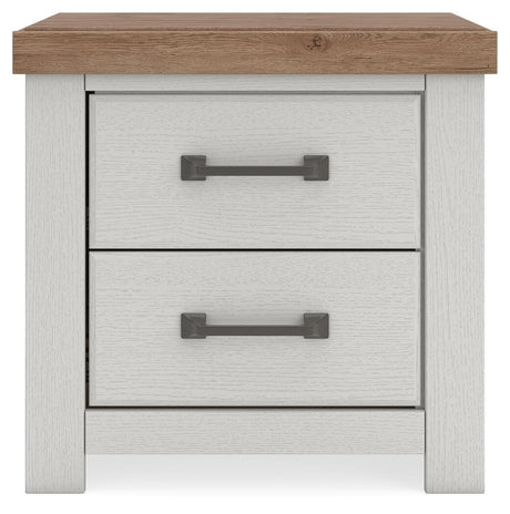 Savonport - Two Drawer Night Stand - White / Brown