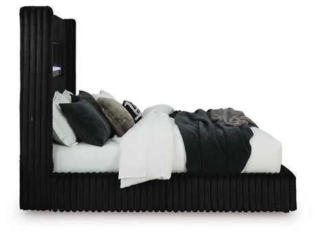Tayleena - Upholstered Bed With Fireplace And Wireless Audio
