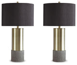 Jacek - Metal Table Lamp (Set of 2) - Gray / Brass Finish